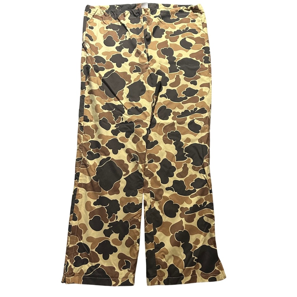 VTG 90s Columbia Omni-Tech Pants Mens L Brown Duck Camo Waterproof Side Zip